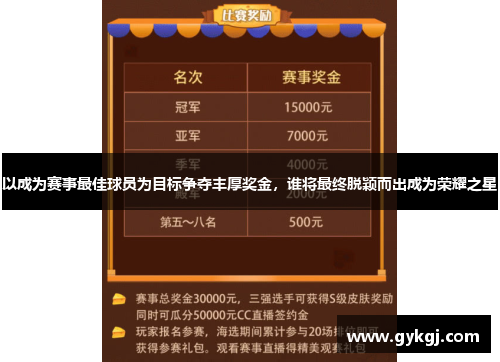 以成为赛事最佳球员为目标争夺丰厚奖金，谁将最终脱颖而出成为荣耀之星